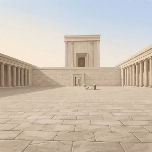 The temple courts with the temple in the distance